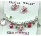 Christmas Charm Bracelet and Earrings Set