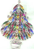 Eisenberg Ice Bold Multicolored Rhinestone Christmas Tree pin