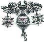 Black and Grey Rhinestone Christmas Ornament Pin