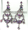 Purple Rhinestone Chandelier Drop Earrings