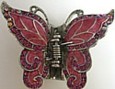 Pink Enamel and Pink Rhinestones Butterfly Jaw Clip