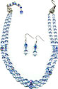 Blue Crystal Double Stranded Necklace Set
