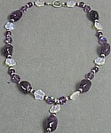 Amethyst Bloom Necklace with Amethyst Nuggets, lilac crystals and AB Glass Flower Beads