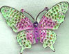 Pink, Green, and Purple Rhinestone Butterfly Pin